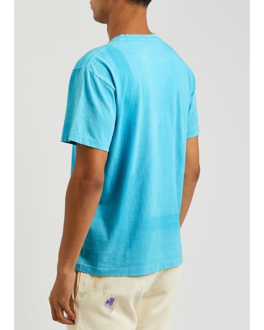 GALLERY DEPT. Blue Paint-splattered Logo Cotton T-shirt for men