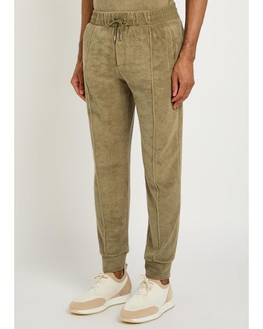 Aurélien Natural Pintuck Tapered-Leg Terry Sweatpants for men