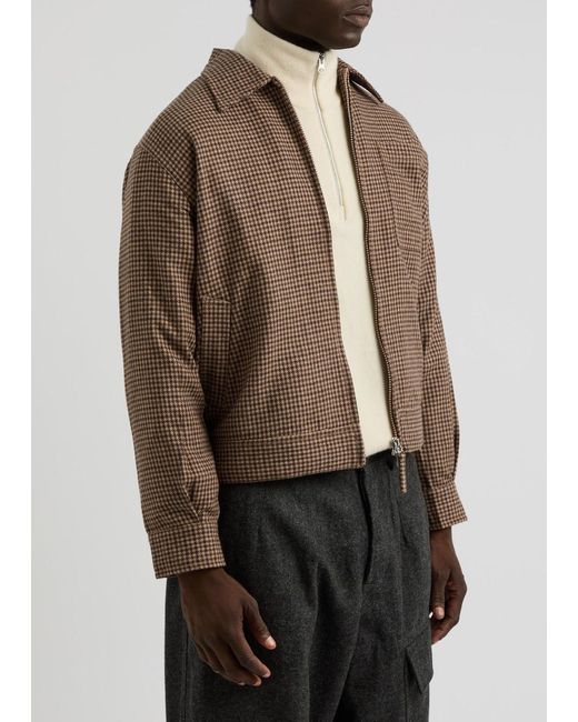 Universal Works Brown Rose Bowl Checked Wool-Blend Jacket for men