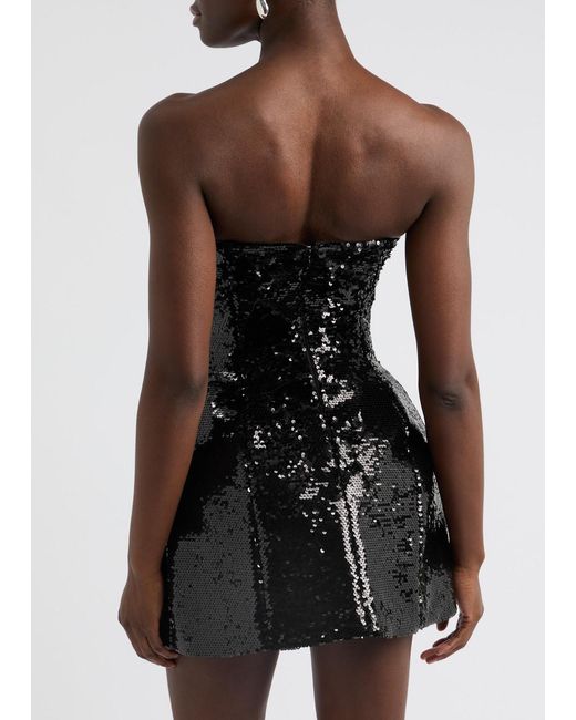 GIUSEPPE DI MORABITO Black Strapless Sequin Mini Dress