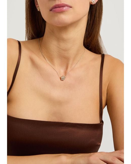 Tory Burch Metallic Forget Me Not Pearl-Embellished 18Kt-Plated Necklace