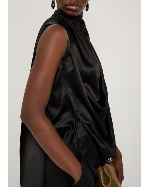 Roksanda Black Vesper Draped Silk Top