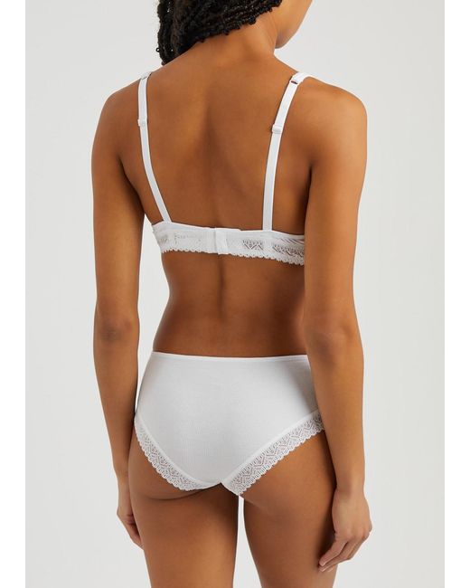 Simone Perele White Eugenie Ribbed Underwired Plunge Bra