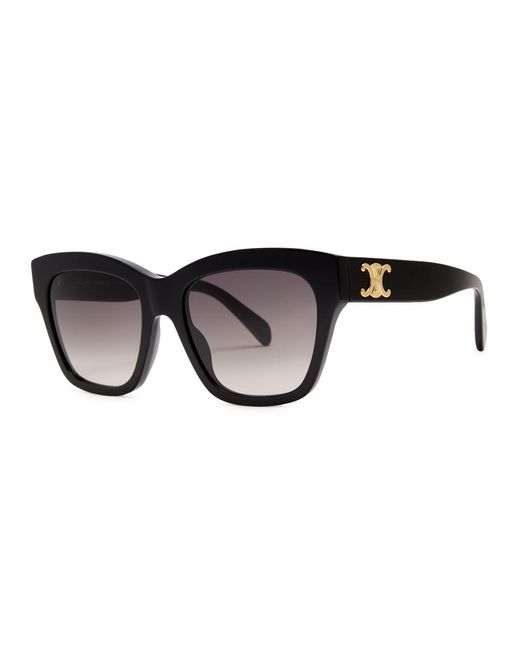 Céline Black Oversized Square-frame Sunglasses , Graduated Lenses, Designer Plaque At Temples, 100% Uv Protection