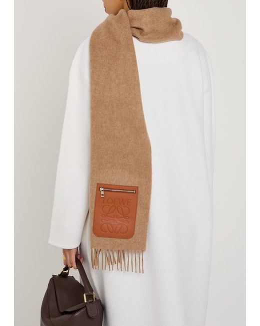 Loewe Brown Anagram Wool-Blend Scarf