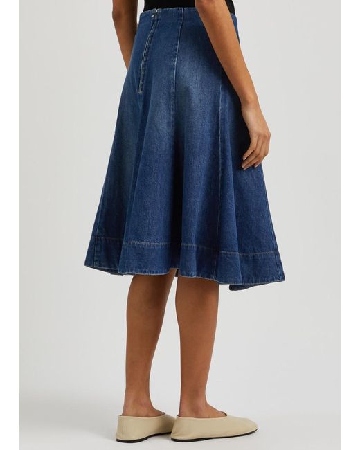 Khaite Blue Lennox Midi Skirt
