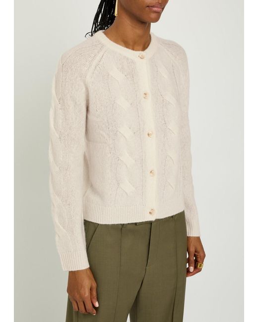 Lisa Yang Natural Gwyneth Cable-Knit Cashmere And Silk-Blend Cardigan