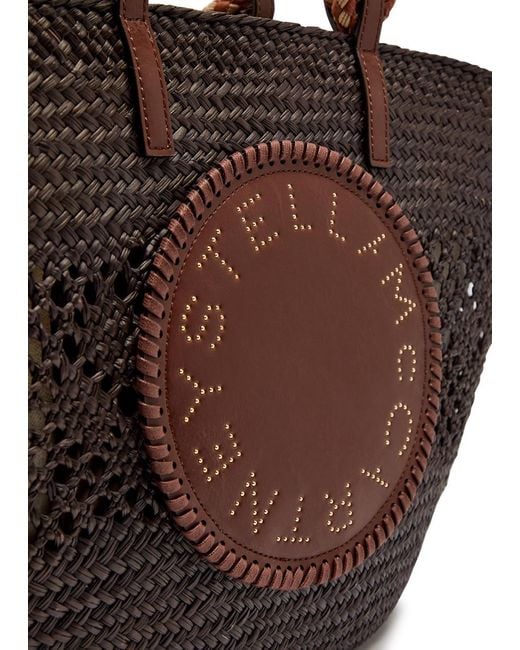 Stella McCartney Brown Logo Large Raffia Tote Bag
