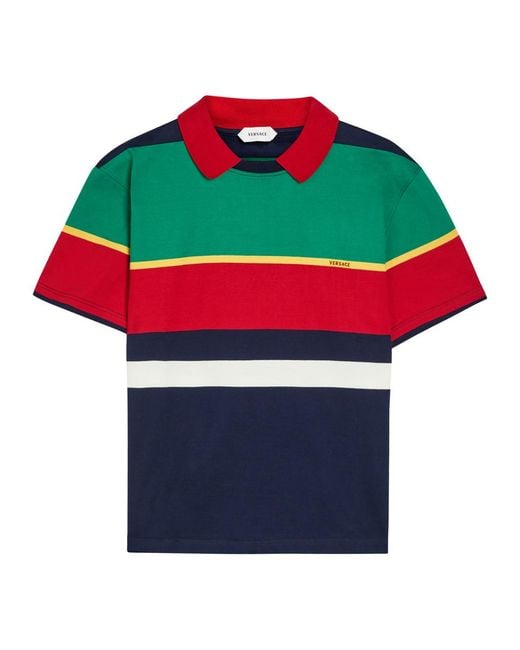 Versace Blue Striped Layered Cotton T-Shirt for men