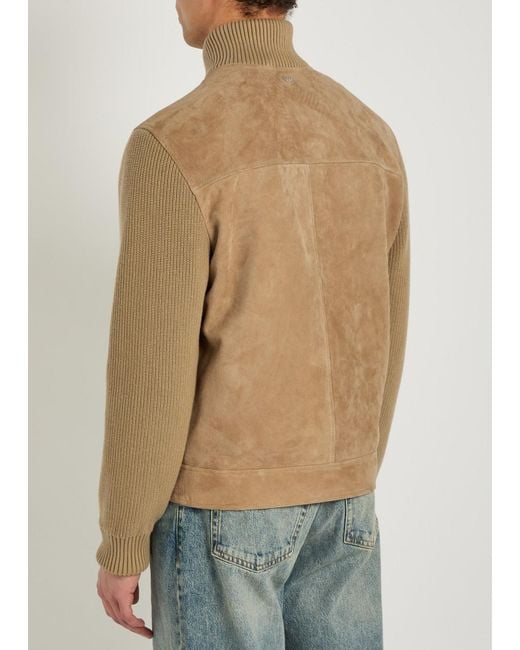 Boss Brown Knit Suede Jacket for men