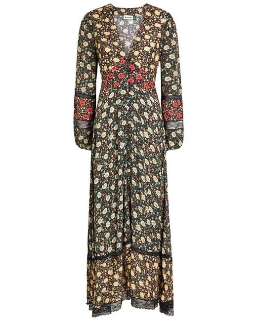Rixo Multicolor Raven Floral-Print Crepe De Chine Maxi Dress