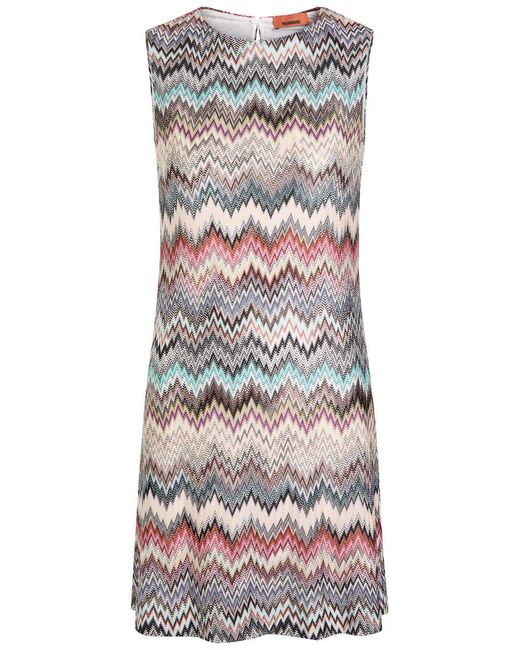Missoni Gray Zigzag Metallic-Knit Mini Dress