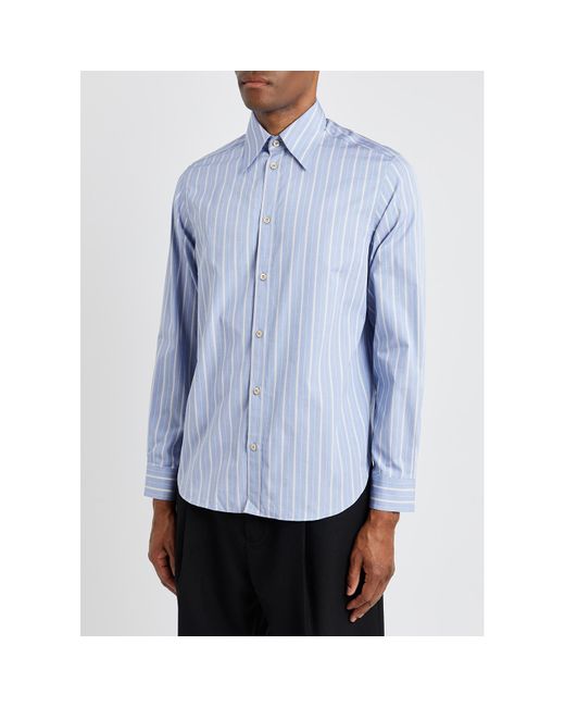 Gucci Blue Striped Cotton-Poplin Shirt for men