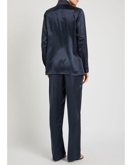 Olivia Von Halle Blue Bacall Silk Pyjama Set
