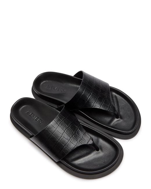 A.Emery Black Imara Suede Flip Flops