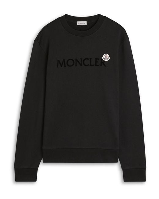 Moncler Black Logo Badge Cotton Sweatshirt for men