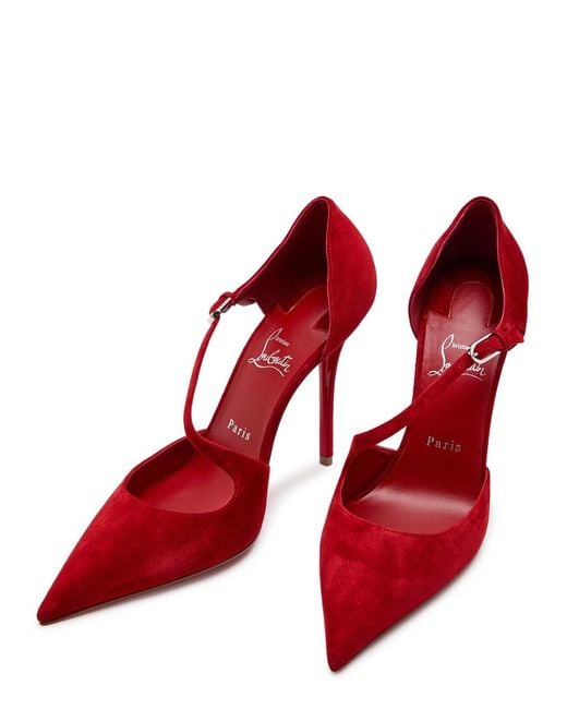 Christian Louboutin Red Miss Ziggyta 100 Suede Pumps