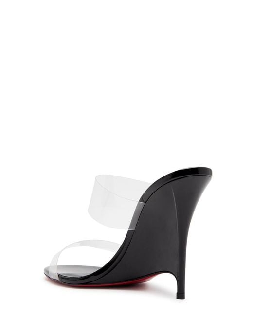 Christian Louboutin White Solo Zee 100 Patent Leather Wedge Mules