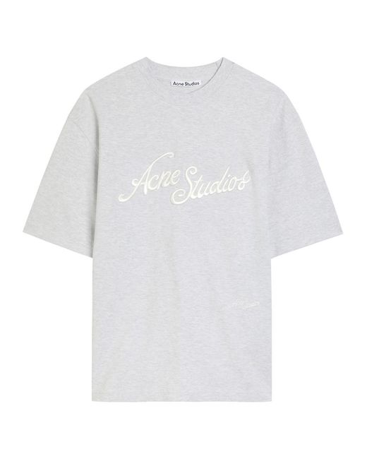 Acne White Logo-Embroidered Piqué Cotton T-Shirt
