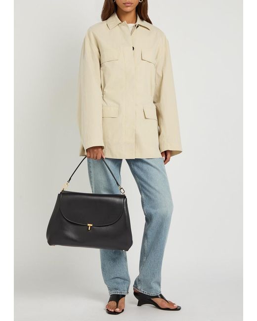 Totême Black T-Lock Leather Satchel