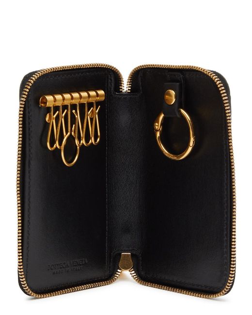 Bottega Veneta Black Intrecciato Leather Key Pouch