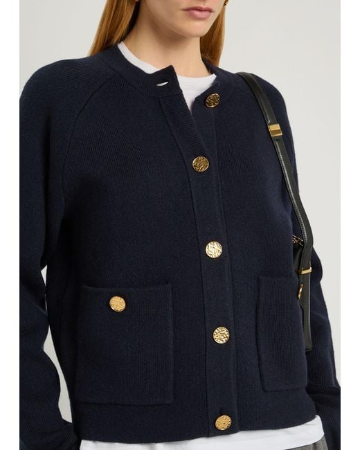 Totême Blue Wool-Blend Cardigan