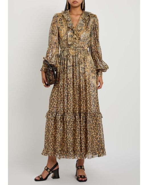 Etro Natural Printed Silk-Blend Midi Dress