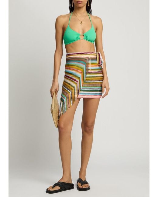 Missoni Green Zigzag-Intarsia Fine-Knit Sarong
