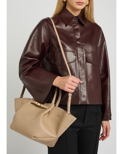 DeMellier London Natural The Midi New York Grained Leather Tote Bag
