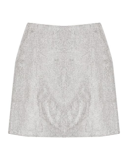 Nue Studio Gray Camille Crystal Mini Skirt