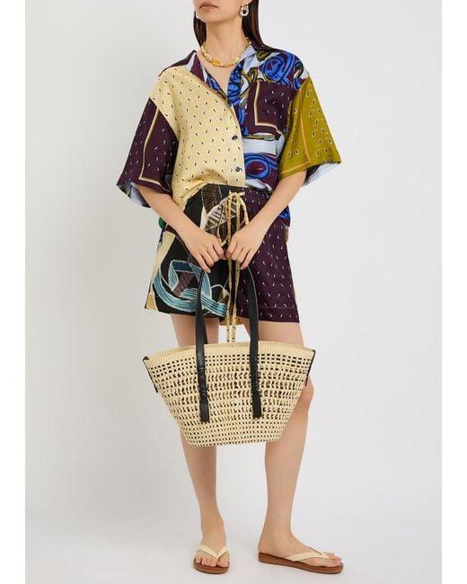 Otzio Red Printed Silk Shorts