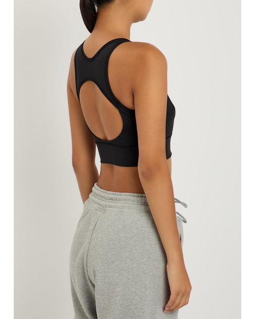 Stella McCartney Black Adidas X Training Logo Cropped Stretch-Jersey Top