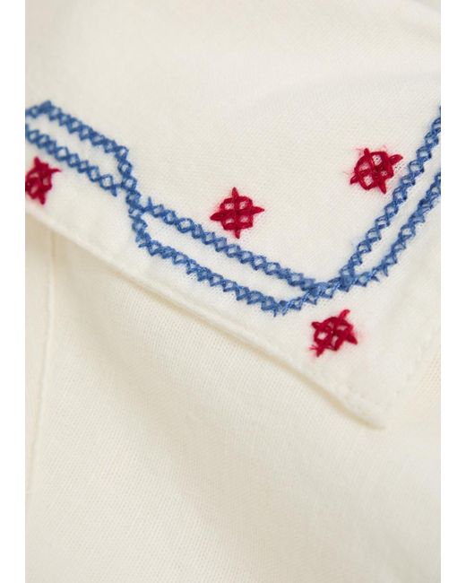 Wax London White Didcot Embroidered Cotton And Linen-Blend Shirt for men