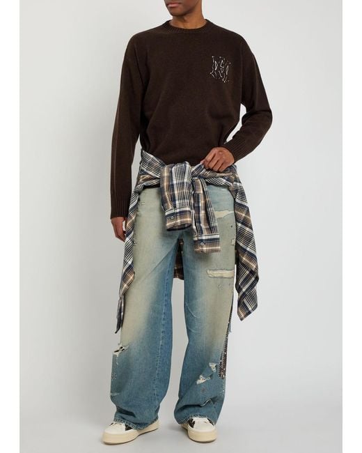 Amiri Black Ma Logo-Appliquéd Wool Jumper for men