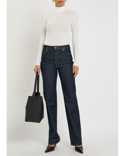 Alice + Olivia White Lanie Pointelle Knit Top