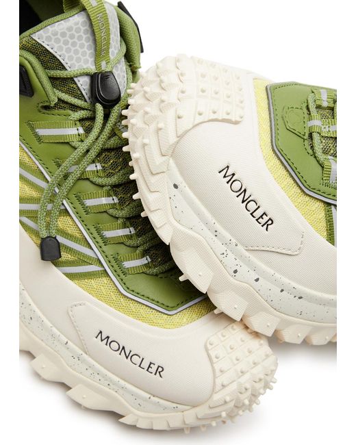 3 MONCLER GRENOBLE Green Trailgrip Panelled Mesh Sneakers for men