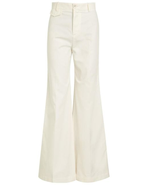 Chloé White Flared-Leg Canvas Trousers