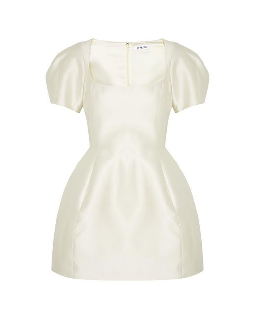 De La Vali White Cannoli Satin-Twill Mini Dress