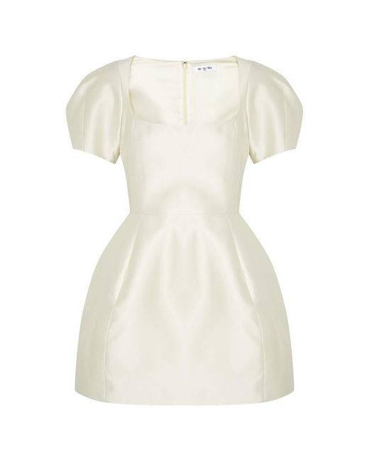 De La Vali White Cannoli Satin-Twill Mini Dress