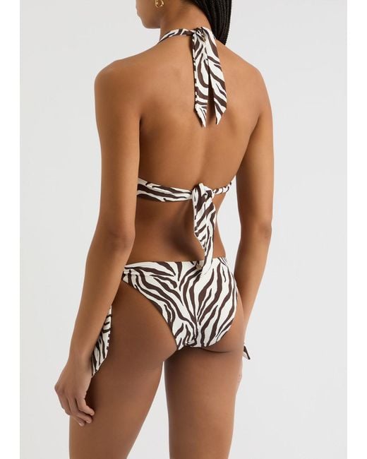 Max Mara Black Alberta Zebra-Print Bikini Top