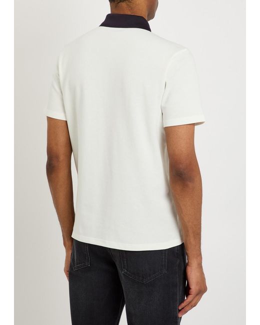 Moncler White Logo-Embroidered Piqué Cotton Polo Shirt for men