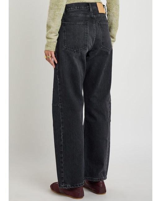 B Sides Blue Slim Lasso Structured Barrel-Leg Jeans