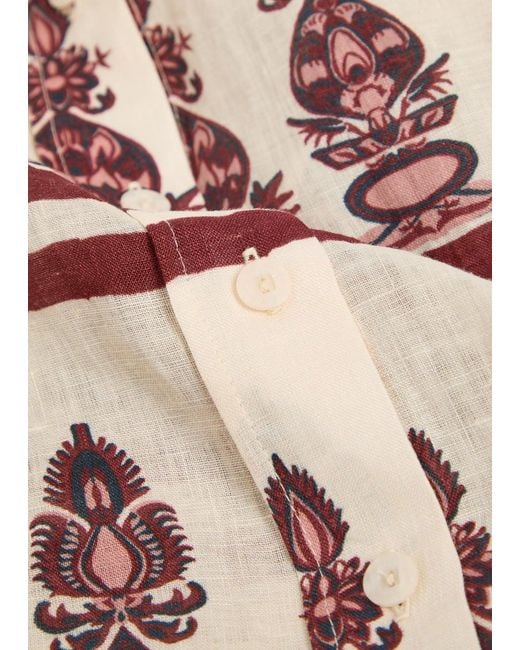 Johanna Ortiz Pink La Creciente Printed Linen Shirt