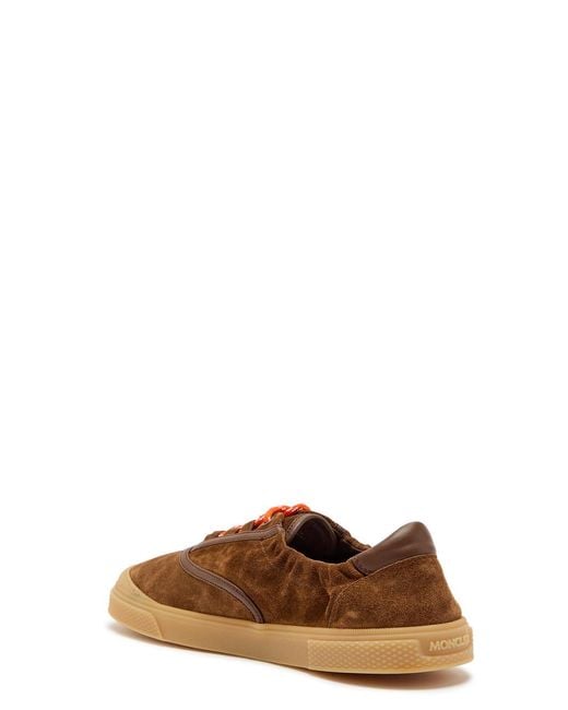 Moncler Brown Vera Leisure Leather-Trim Suede Sneakers for men