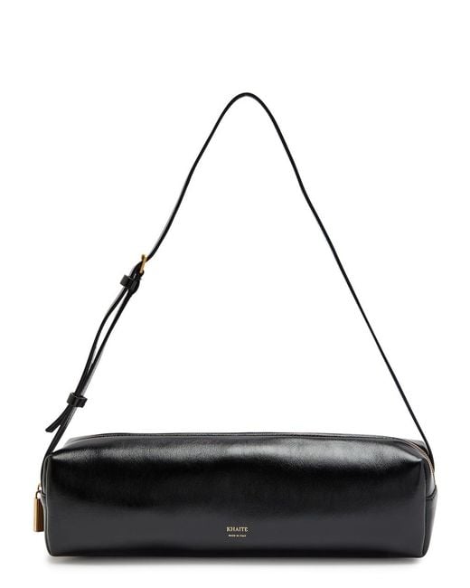 Khaite Black Kye Glossed Leather Shoulder Bag