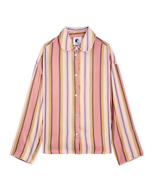 Sleeper Pink Pastelle Striped Satin Pyjama Shirt