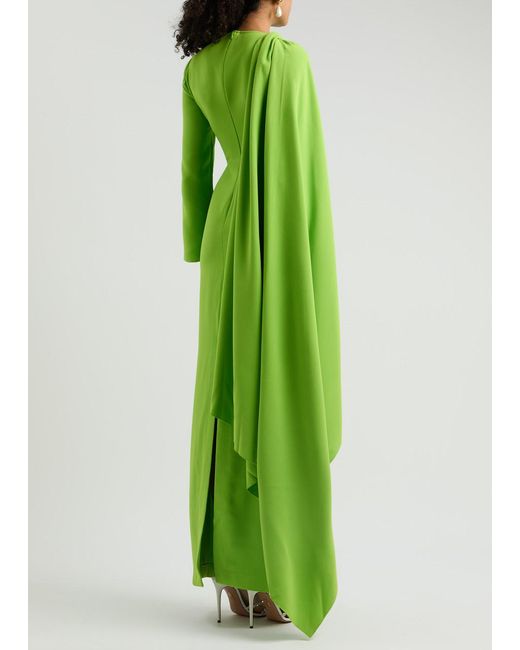 Solace London Green Lydia Cape-Effect Maxi Dress