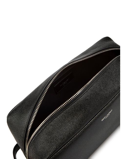 Saint Laurent Black Leather Wash Bag