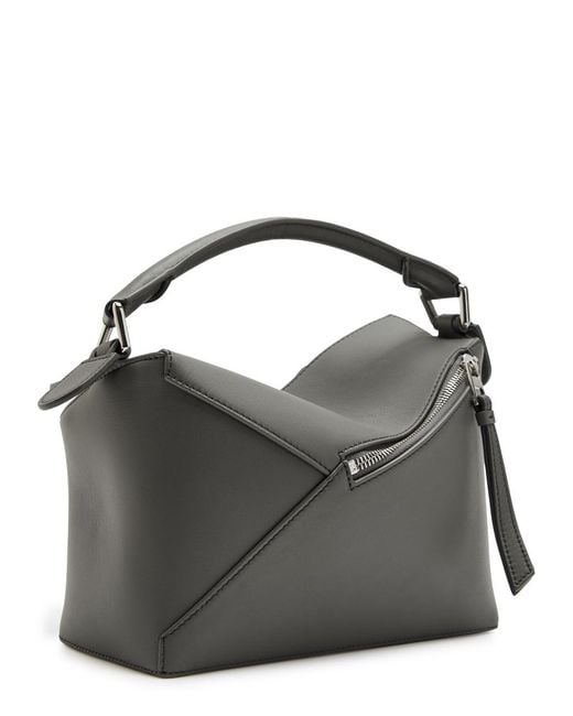 Loewe Gray Puzzle Edge Small Leather Top Handle Bag