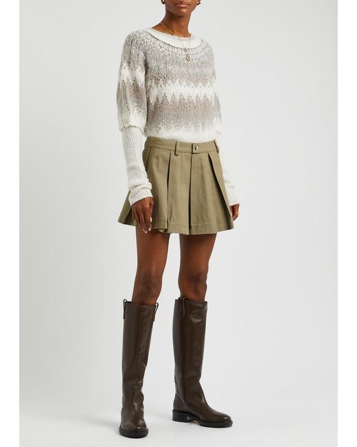 Free People White Home For The Holidays Intarsia Knitted Jumper